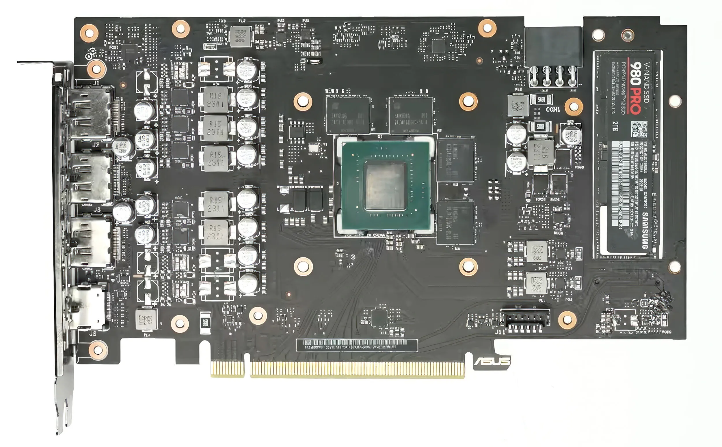 bagan PCB ASUS Nvidia RTX 4060 Ti dengan Slot M.2 SSD